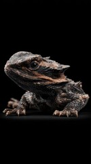 lizard on black background
