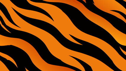 Obraz premium Seamless vector pattern of bengal tiger fur featuring vivid orange and black stripes, perfect for safari-themed backgrounds and textile design