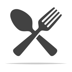 Crossed fork and spoon icon vector isolated