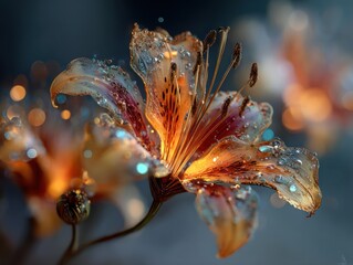 close-up view of fire lilies comes to life through intricately fluid 3D object design
