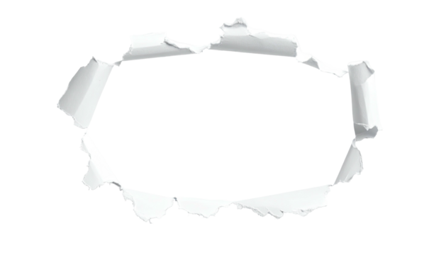 Paper hole torn edge, irregular oval shape, dark backdrop