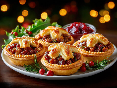 a plate of Christmas mince pies
