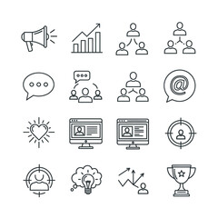 Collection of Modern Business and Marketing Line Icons.