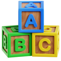 Colorful Stacked ABC Alphabet Detailed 3D Rendering Toy Block