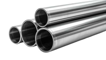 Three smooth, metallic tubes stacked together