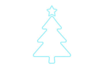 Fototapeta premium Christmas tree neon light outline with star glowing for winter holiday season decoration design