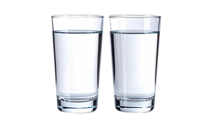 Two clear glasses filled about halfway with clear water