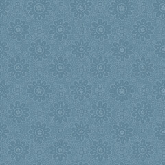 Fototapeta premium Seamless small floral geometric allover for bottom wear in blue with terracotta ivory accents 