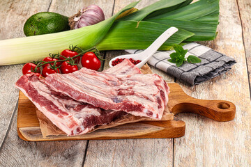 Raw pork ribs for cooking