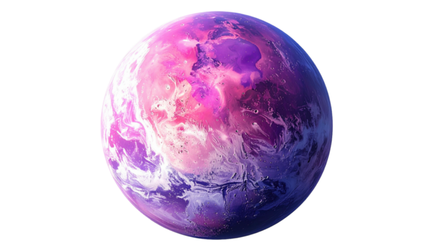 Sphere Planet with swirls of purple, pink, and white patterns