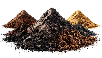 Three piles of colorful powder on black surface, close up