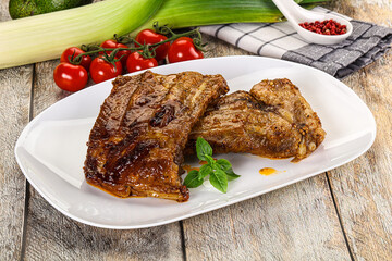 Tasty roasted pork ribs with spices