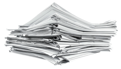 Stack of loose, crumpled white paper sheets, unevenly piled