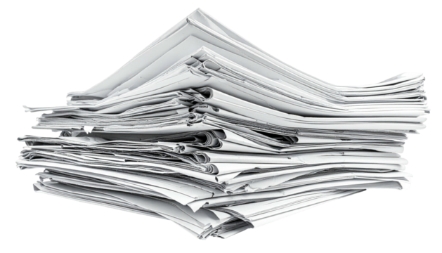 Stack of loose, crumpled white paper sheets, unevenly piled