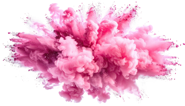 Pink smoke burst against black; cloudy, ethereal bloom