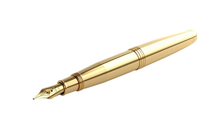 Golden fountain pen with nib, elegant writing tool
