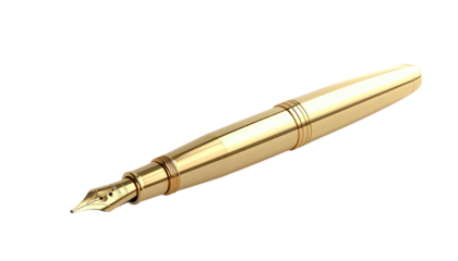 Golden fountain pen with nib, elegant writing tool