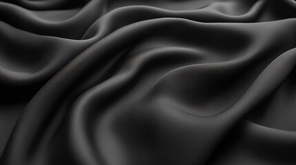 Fototapeta premium Close - up of Black Satin Fabric with Soft Waves and Lustrous Sheen