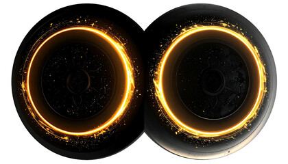 Two glowing circles form a figure-eight on a black background