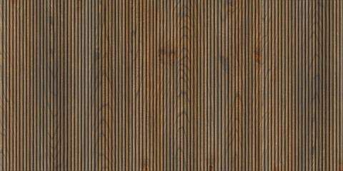 Natural wood panels wall texture. Vertical brown wooden slats create a seamless, striped pattern. This rustic, natural material provides a warm, modern background ideal for interior design