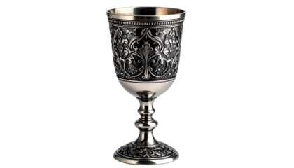 Ornate silver goblet with floral and foliate relief