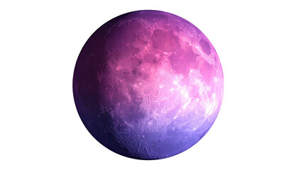 Pink & purple moon with textured surface against black background