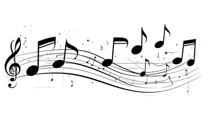 Abstract white strokes on black background