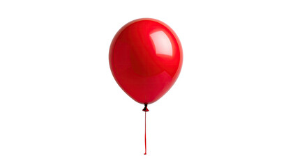 Single vibrant red balloon isolated against a solid black backdrop