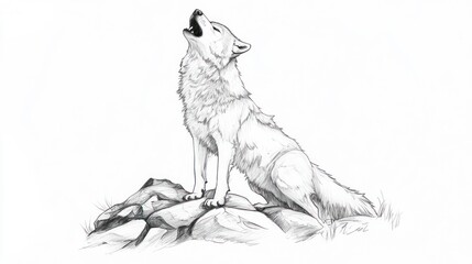 Wolf howling on a rocky outcrop