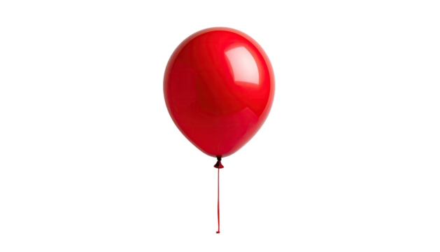 Single vibrant red balloon isolated against a solid black backdrop