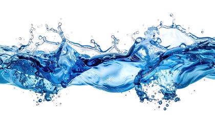 Splashing blue water streak with crisp details on black background