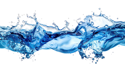 Splashing blue water streak with crisp details on black background