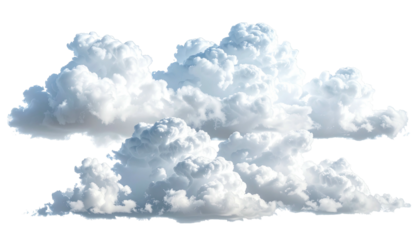 Fluffy white cumulus cloud isolated against a black background