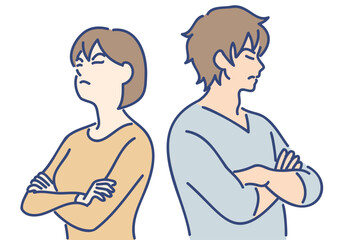 若い夫婦喧嘩のイラスト　ai