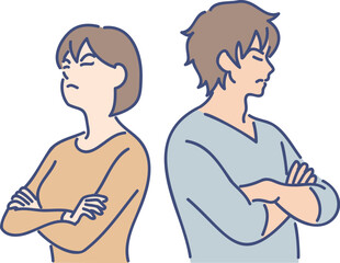 若い夫婦喧嘩のイラスト　eps
