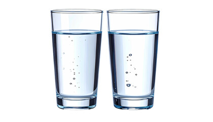 Two glasses filled with fresh, clear liquid, on a black backdrop