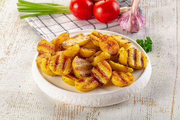 Grilled small baby young potato