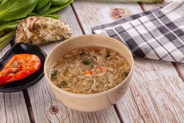 Asian soup with crab and prawn