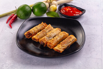 Stuffed Vietnamese Nem roll with meat