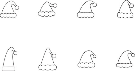 Santa Claus Hat Icon Set: Christmas, Holiday, and Festive Celebration Symbols