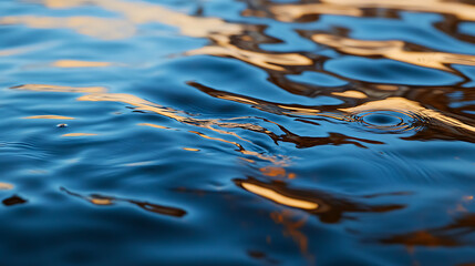 Water surface reflecting sky and light, creating a serene scene. The gentle ripples add movement and visual interest to this tranquil watery landscape.