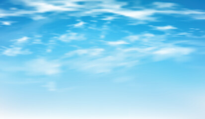 Realistic Blue sky background with fluffy white clouds.Nature landscape cloudy beautiful bright sunlight in summer or spring season. Abstract backdrop creates a clean, fresh, and uplifting atmosphere

