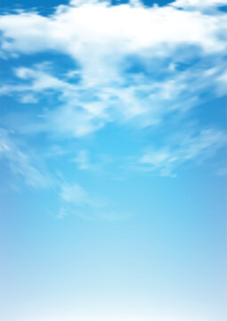 Realistic Blue sky background with fluffy white clouds.Nature landscape cloudy beautiful bright sunlight in summer or spring season. Abstract backdrop creates a clean, fresh, and uplifting atmosphere
