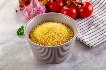 Vegan cuisine - raw dry couscous