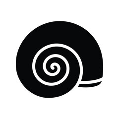Snail shell black icon vector: modern gastropod spiral silhouette nature symbol design isolated on white background, Vector