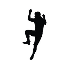 Dynamic climber silhouette vector icon: active person bouldering, sport fitness symbol isolated on white background, Vector