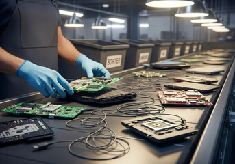 Recycling e-waste carefully for sustainability in a modern facility