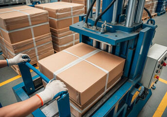 Boxes compressed on factory floor for efficient shipping and distribution