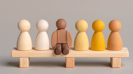 bullying, exclusion, rejection, discrimination, Alone in a Crowd: Sad Clay Figure Representing Introversion and Rejection, with Copy Space for Text