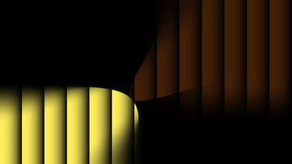An elegant digital artwork showcasing soft color blending between dark coffee and yellow vertical gradient forms.